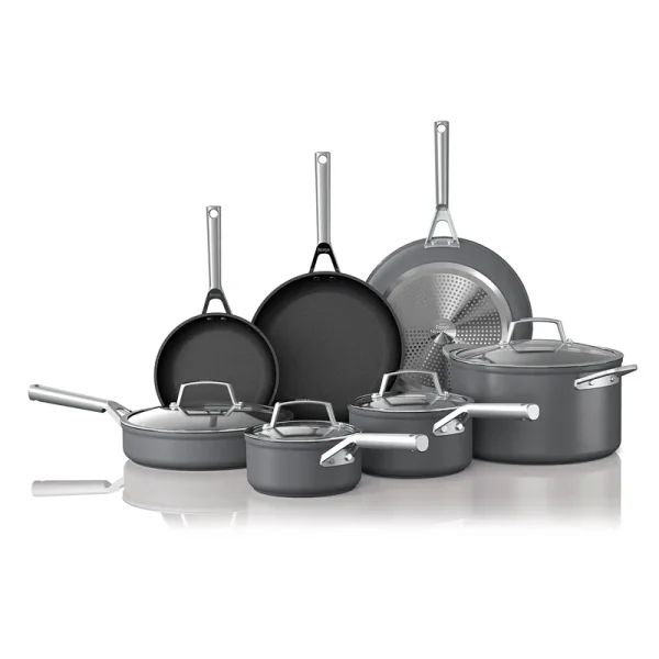 Ninja C39800 Foodi NeverStick Premium 12-Piece Cookware Set, Hard-Anodized, Nonstick, Durable & Oven Safe to 500��F, Slate Grey