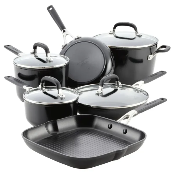 Kitchenaid Cookware Set, Nonstick, Hard-Anodized, Onyx Black