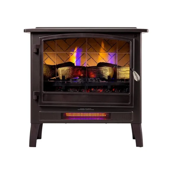 Country Living Infrared Freestanding Electric Fireplace Stove | Electric Indoor Room Heater with Remote, Multiple Flame Colors in Bronze