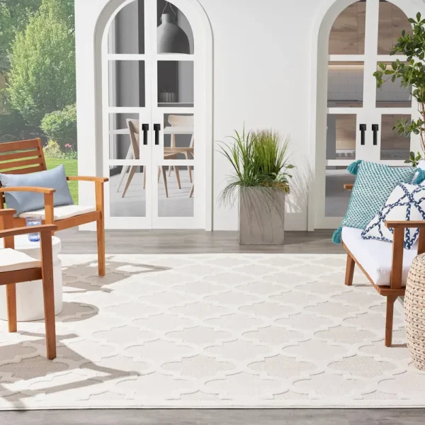Nourison Easy Care NES01 Ivory/White Area Rug 8' x 10' Rectangle