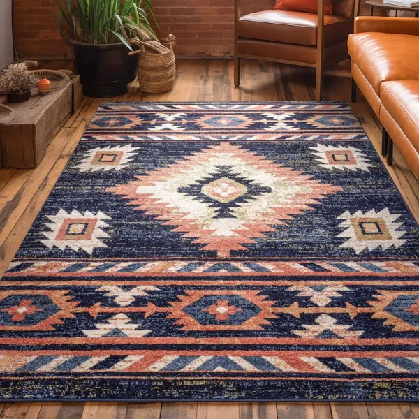 Well Woven Tulsa Lea Southwestern Tribal Area Rug - 6'7" x 9'3" - Blue
