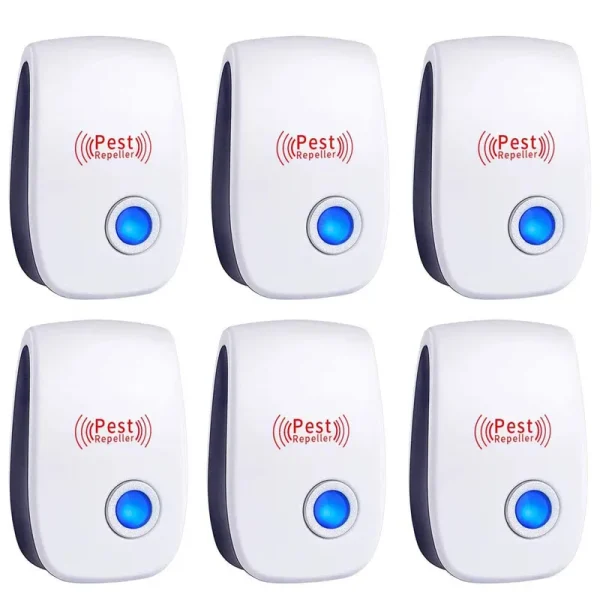 Palmandpond Ultrasonic Pest Repeller 6 Packs Electronic Plug in Sonic Repellent Pest Control for Bugs Insects Roaches Mice Spiders rodents Mosquitoes