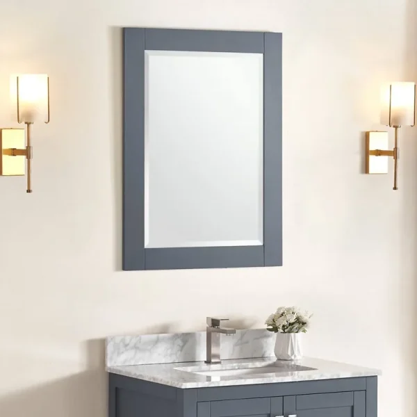 Aalayah Bathrrom / Vanity Mirror Latitude Run Finish: Charcoal Gray, Size: 28" W x 32" H