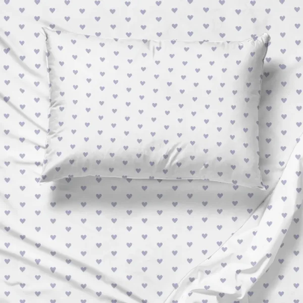 Saturday Park Purple Hearts 100% Organic Cotton Queen Sheet Set