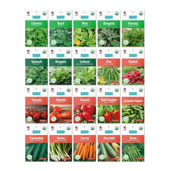 Back to The Roots Organic Herbs and Veggie Seeds Variety Pack (20 Pack)