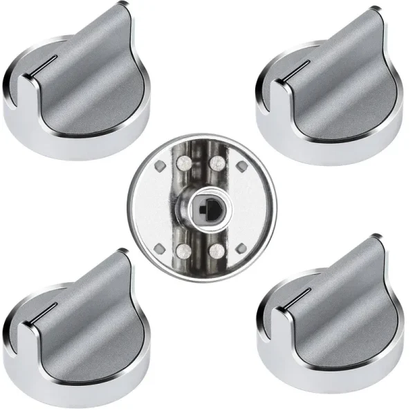 TOMOON W10594481 Stainless Steel Cooker Stove Control Knob 5pcs for Whirlpool GAS Cooktop Range/Oven WCG97US0DS00 WCG97US6DS00,Replaces