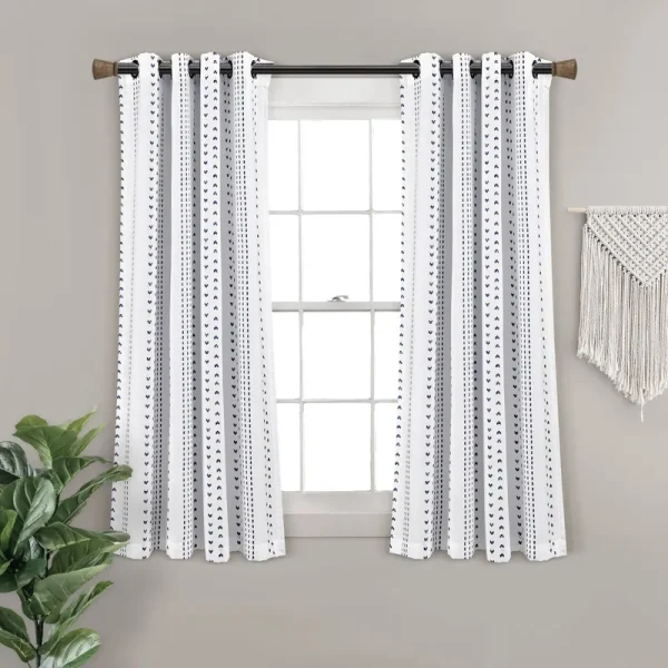 Lush Decor Hygge Stripe Window Curtain Panels Navy/White 52x63 Set