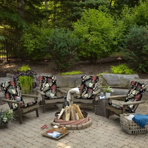 Arden Selections Simone Tropical Texture Outdoor Adirondack Chair Cushion Black