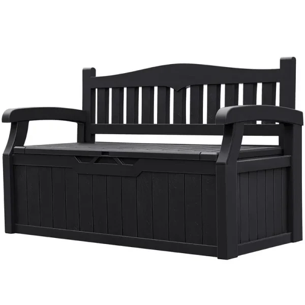 Homall 80 Gallon Plastic Storage Bench Made of Durable Weatherproof Resin and Deck - Box Organized Storage Compartment for Outdoor Patios and Lawns, Black