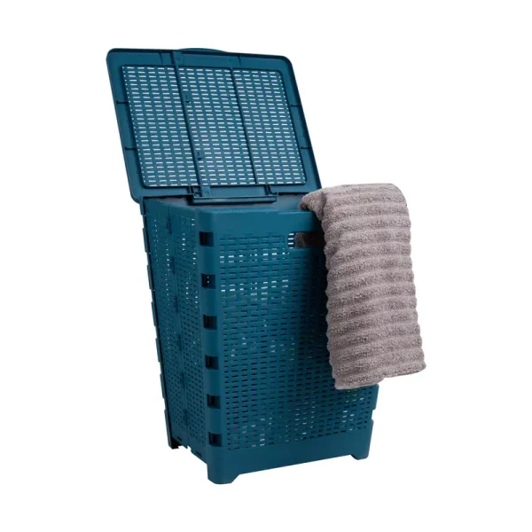 Mind Reader 60 Liter Hinged Lid Foldable Laundry Hamper, Brown