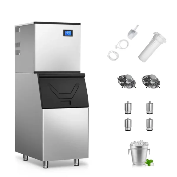 TITTLA 420 lb/24H Commercial Ice Maker Machine, 300 lb Storage, 156 Ice Cubes in 12 - 15 Mins, Stainless Steel Ice Maker for Restaurant Bar Cafe Commercial Use