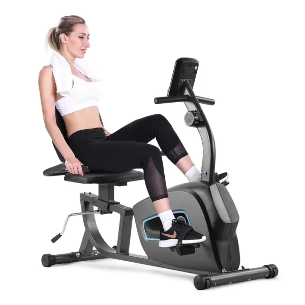 Maxkare Exercise Bike Indoor Recumbent Exercise Bike Stationary with Adjustable Seat and 8 Resistance Level Seat Height Adjustment