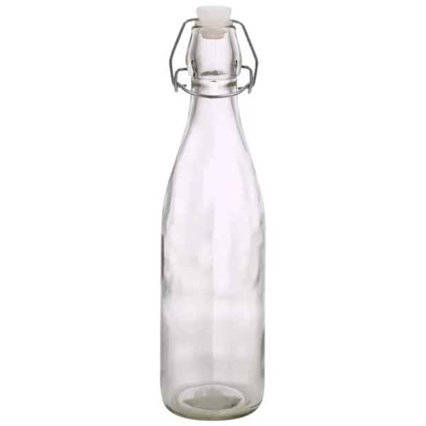 Clear Glass Bottles with Flip-Top Metal Clasps, 18-oz.