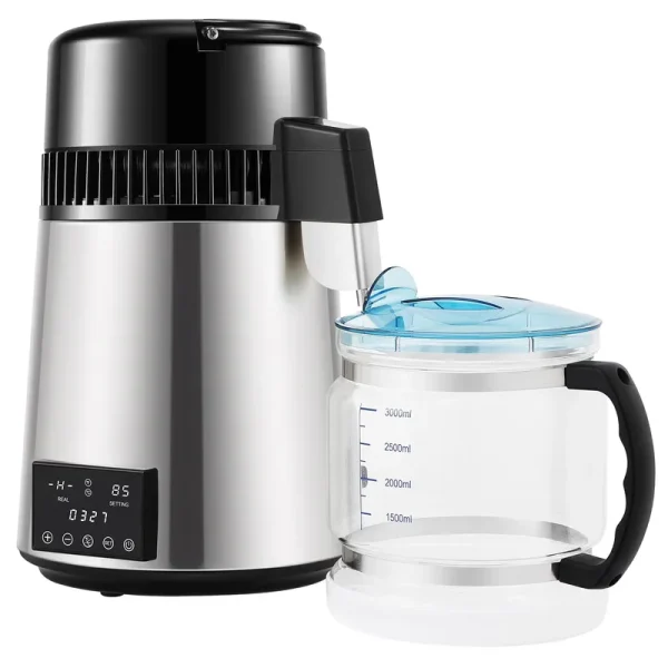 KFFKFF Water Distiller Distilled Water Maker Machine 4 L/1.1gal 0.3gal/H Output, 750W Power, 0 - 99H Adjustable Timing