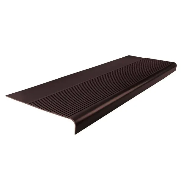Roppe Ribbed Profile Round Nose Brown 48 in. x 12-1/4 in. Stair Tread