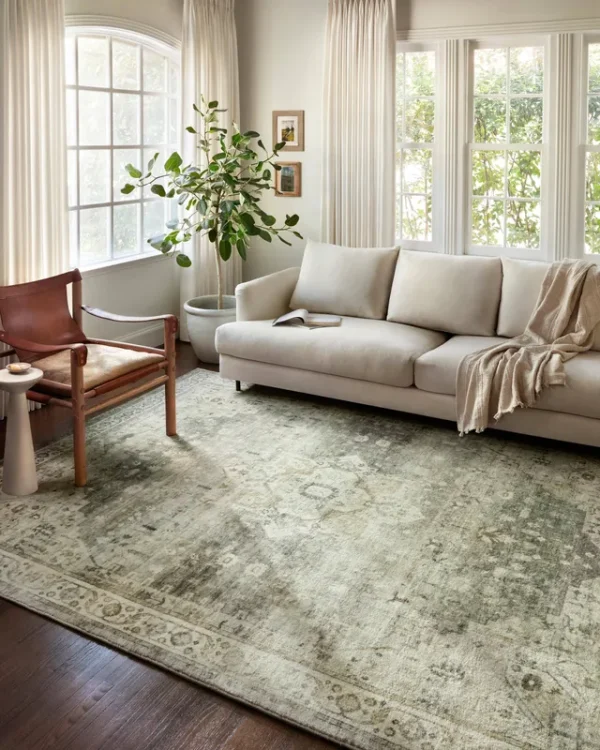 Loloi II Rosette ROS-09 Sage Beige Rug - 3 ft 3 in x 5 ft 3 in