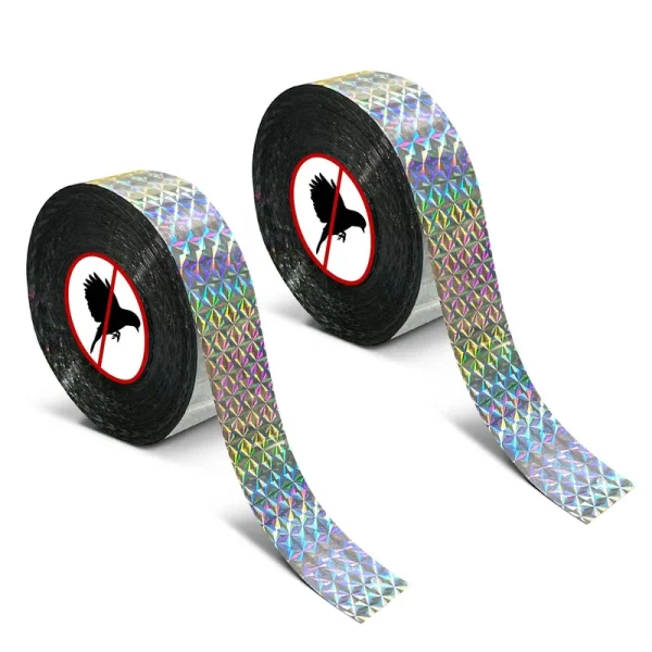 Mp mypole Bird Scare Tape Ribbon, 2 * 300 Foot Reflective Tape Ribbon for Birds Woodpecker Scare Reflective Flash Tape Scare Birds Away for Outdoor,
