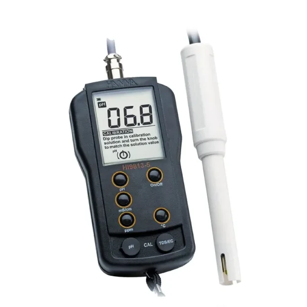 Hanna Instruments Grochek Ph/EC/TDS/C Portable Meter Tester W/ Probe | HI9813 - 5N