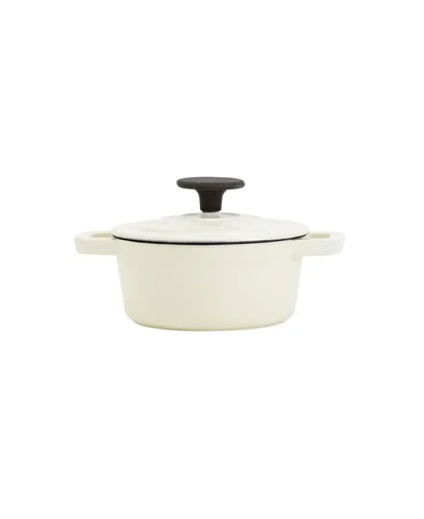 Smith and Clark Cast Iron 1 Quart Enamel Dutch Oven - White