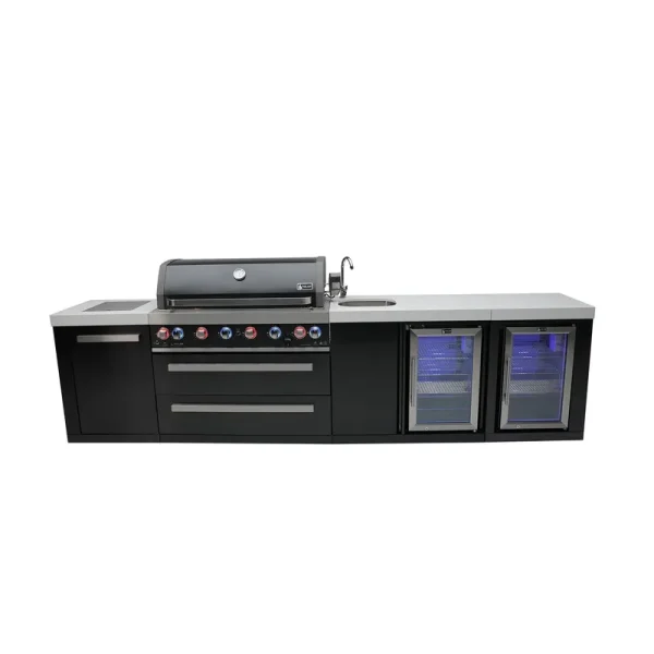 Mont Alpi 805 Black Stainless Steel Island Grill with Beverage Center and Fridge Cabinet, MAi805-BSSBEVFC