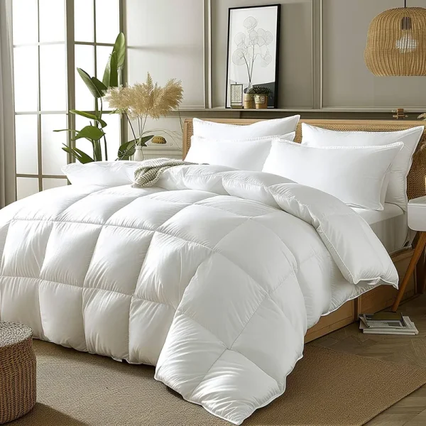 DUMOS Down Comforter Queen size, Fluffy Duvet Insert, Hotel Feather Comforter, Lightweight Down Alternative Comforter Down Blanket Suitable for All