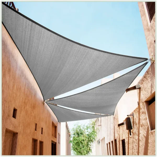 ColourTree 10 ft. x 10 ft. x 14.1 ft. 190 GSM Grey Right Triangle Sun Shade Sail Screen Canopy, Outdoor Patio and Pergola Cover