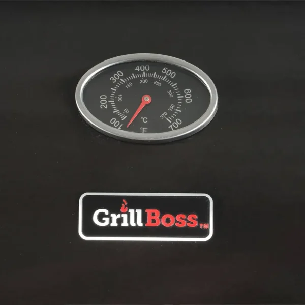 Grill Boss 4-Burner Gas Grill with Side Burner, Cover, Shelves, & Bottle Opener
