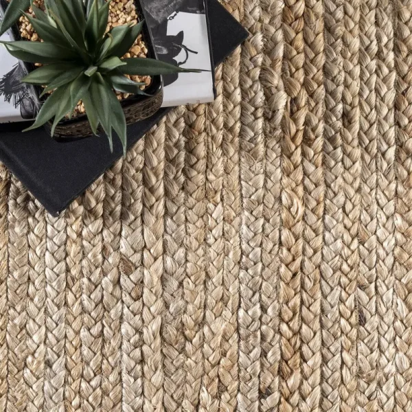 Santibanez Handmade Braided Jute Tan/Natural Rug Rosecliff Heights Rug Size: Oval 3' x 5'