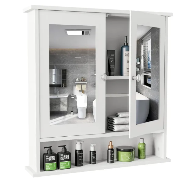 Lifetime Home Modern Bathroom Wall Cabinet with Mirror & Adjustable Shelf - Wall Mounted Utility Medicine Cabinet for Kitchen Living Room Laundry