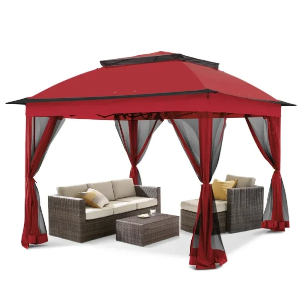 Cool Spot 11'x11' Pop-Up Gazebo Tent Instant with Mosquito Netting Outdoor Gazebo Canopy Shelter with 121 Square Feet of Shade (Red)