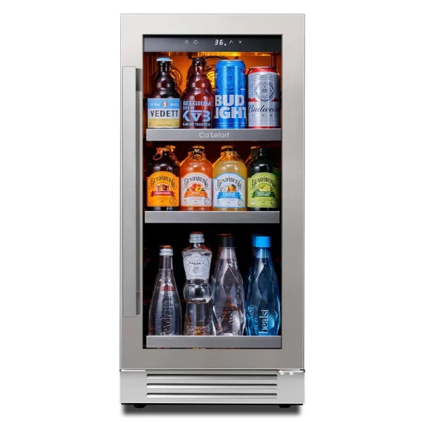 Ca'Lefort 15'' Beverage Refrigerator - 100 Cans Soda Beer Capacity Single Zone with Modern Touch Intelligent Digital 34��-54��F, Built in or