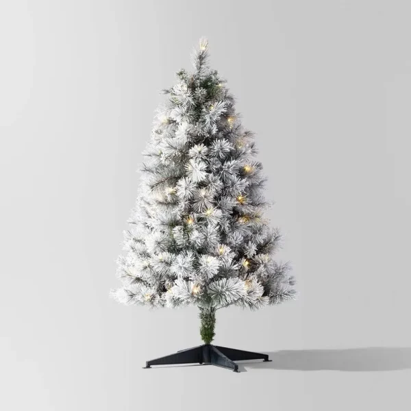 Wondershop Pre-Lit LED Flocked Douglas Fir Artificial 4' Christmas Tree Warm White Lights | Target