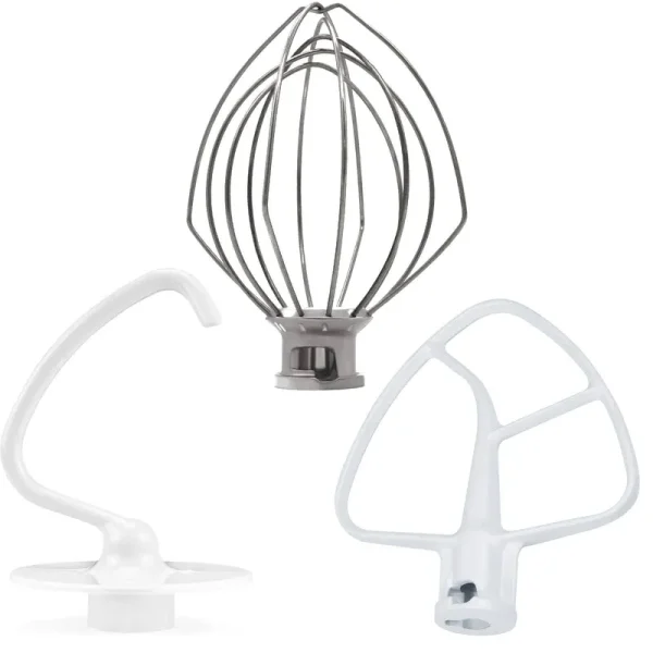 AMI Parts Kitchen Mixer Attachment Coated Flat Blade Paddle K45B/ Wire Whip K45WW/ Dough Hook K45dh, 3 Pieces Stand Mixers Repair Set for Kitchen