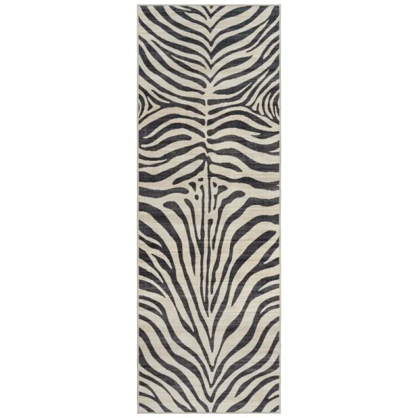 Gertmenian Zebra Black White Area Rug, 2x6 ft