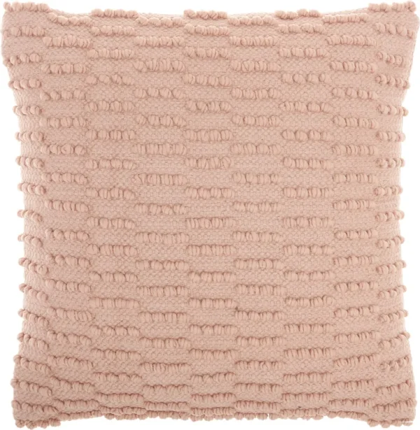 Mina Victory Life Styles Woven Dot Stripes Blush 18" x 18" Throw Pillow