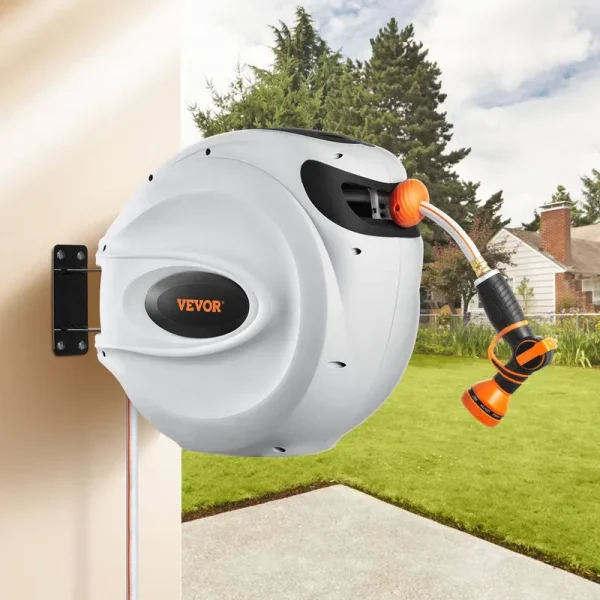 Retractable Plastic Wall Mounted Hose Reel with Automatic Rewind VEVOR Size: 130
