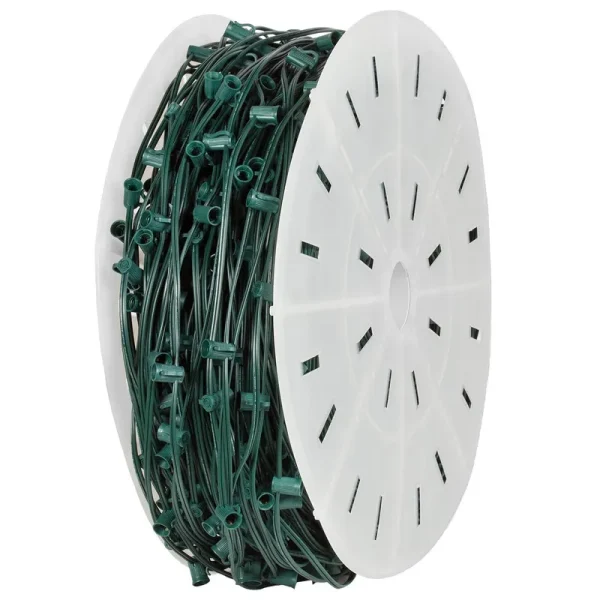 500' C9 Commercial Light Spool, Spt1w Green Wire, 12" Spacing