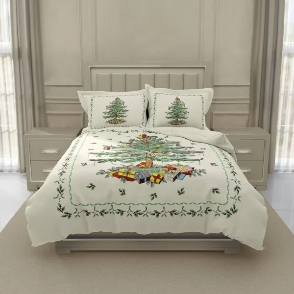 Spode Christmas Tree Comforter Set, Ivory, Full/Queen