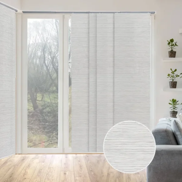 GoDear Design Marble Natural Woven Adjustable Sliding Window Panel Track with 23 in. Slates Up to 86 in. W x 96 in. L
