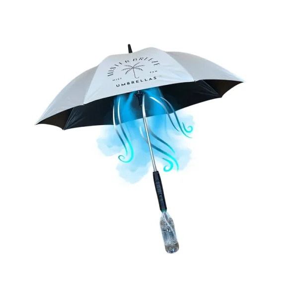 Breeze Life UV Umbrella with Fan and Mister. A Portable Misting Fan with UPF 50+ Sun Protection for Outdoor Festivals, Beach, Golf or Other Sports