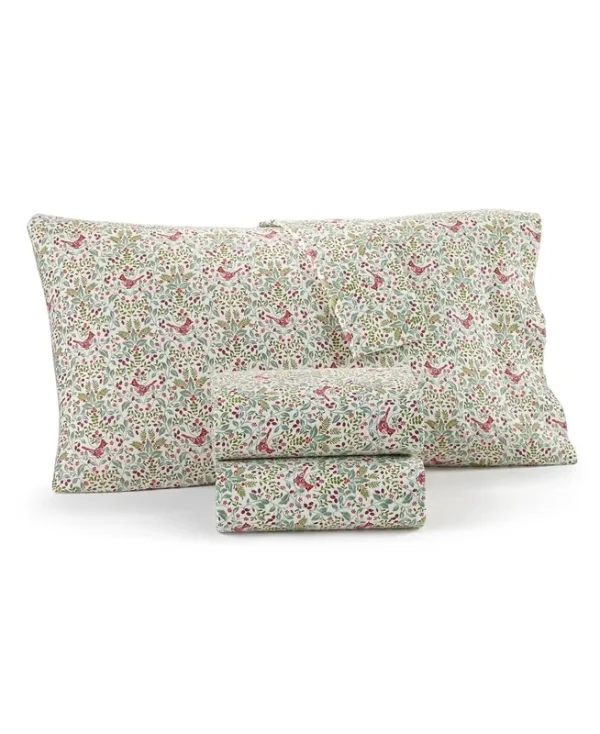 Charter Club Printed Flannel Cotton 4-pc. Sheet Set, King, Created for Macy's - Cardinal