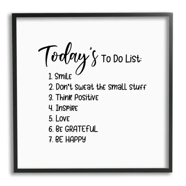 Stupell Industries Uplifting to Do List Life Happiness Casual Typography Graphic Art Black Framed Art Print Wall Art, Design by Yvonne Coleman Burney