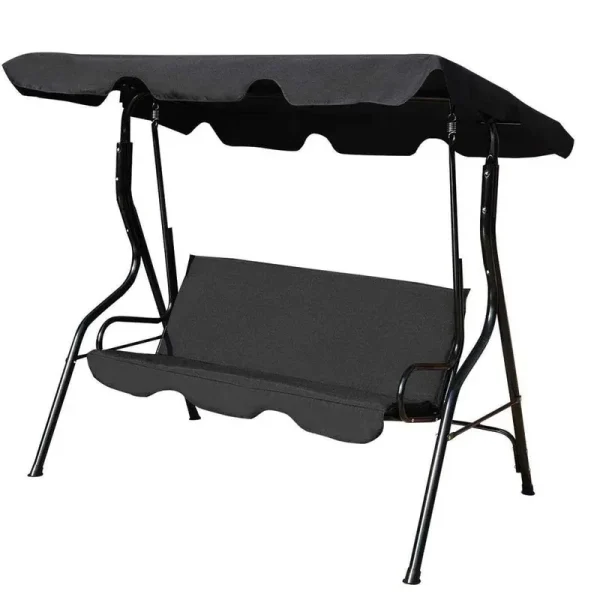 Costway 3-Person Steel Frame Patio Canopy Swing Hammock with Black Cushion