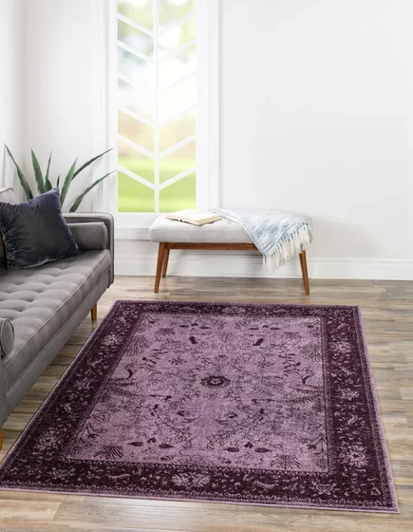 Unique Loom Floral La Jolla Area Rug (7' x 10' - Purple)