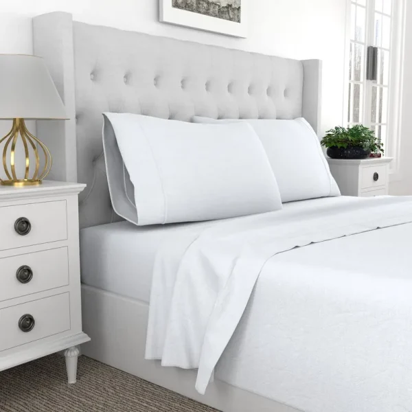 Queen 400 Thread Count Ultimate Percale Cotton Solid Sheet Set White - Purity Home
