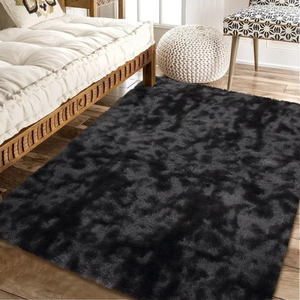 Whizmax Shag Fluffy Area Rug Modern Indoor Plush Shaggy Carpet - 8' x 10' - Black Grey