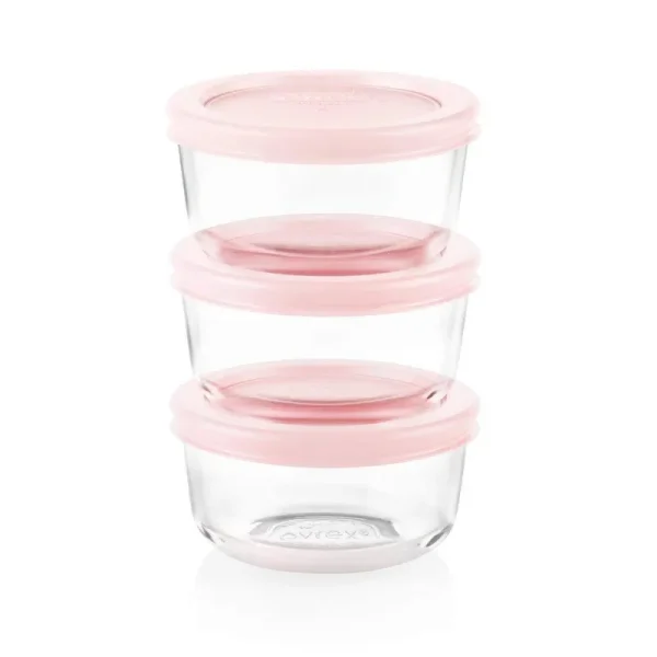 Pyrex 1 Cup Round Food Storage Container Set - Pink