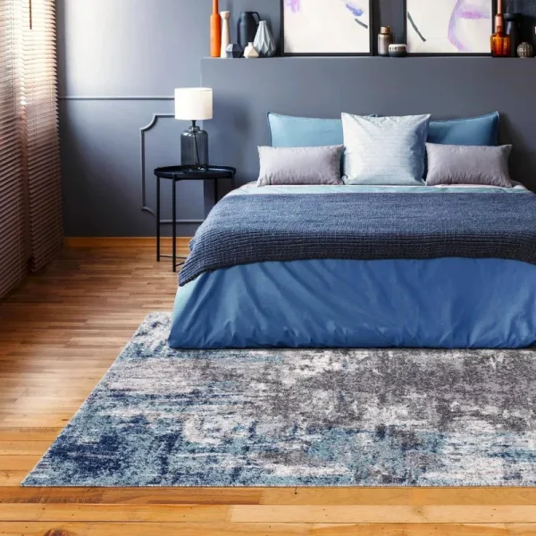Luxe Weavers Euston Collection 7680 Blue Abstract Area Rug, 2x3