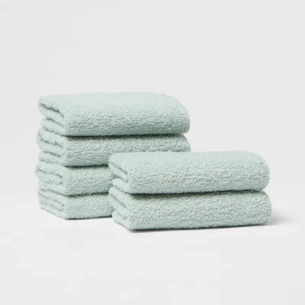 Room Essentials Terry Washcloth Set w/ 6 Pieces [Mint]
