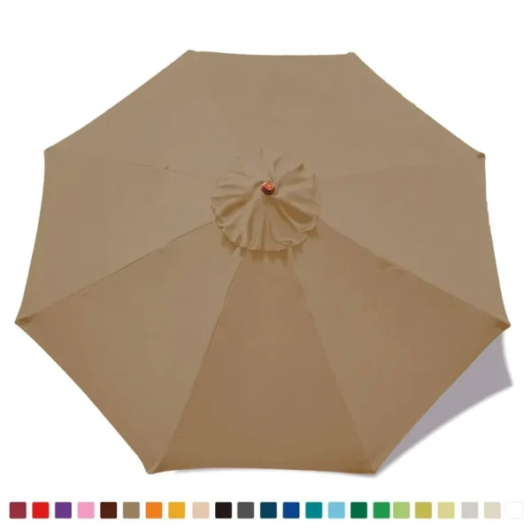 MASTERCANOPY (30+ Colors) Replacement Market Umbrella Canopy for 9ft 8 Ribs (Canopy Only) (Khaki)